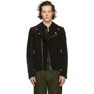 NWT Belstaff Edmunds Calf Suede Leather Moto Jacket Black US 40 Large
